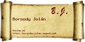 Borsody Jolán névjegykártya