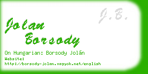 jolan borsody business card